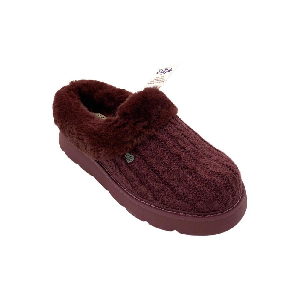 Skechers Bobs Women's Warm Greetings Keepsake Light Slippers Burgundy - Medium